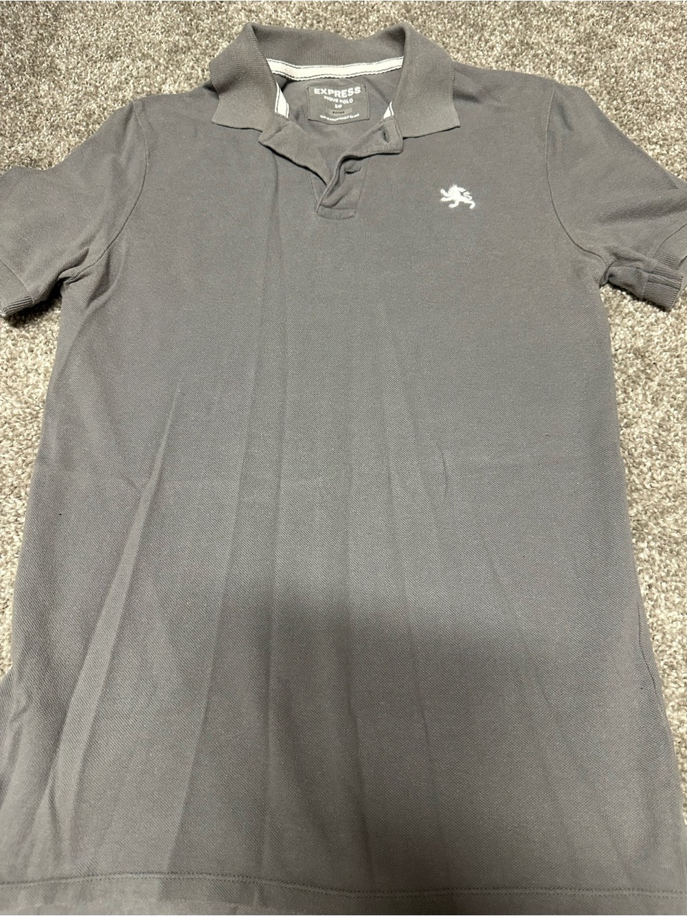 Express Men's Dark Gray Polo Shirt with White Embroidered Logo
